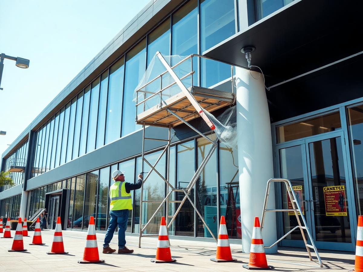 Commercial painting crew working on a Phoenix area office building exterior